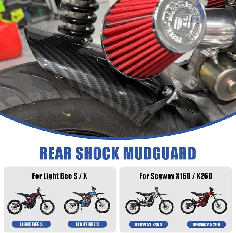 psler Carbon Fiber Rear Guard - Motorcycle Wheel Rear Mudguard Mud Guard for Light Bee X/S and Segway X160 / X260 Electric Dirt Bike Patrs, Carbon Fiber Color, ABS Plastics - Image 3